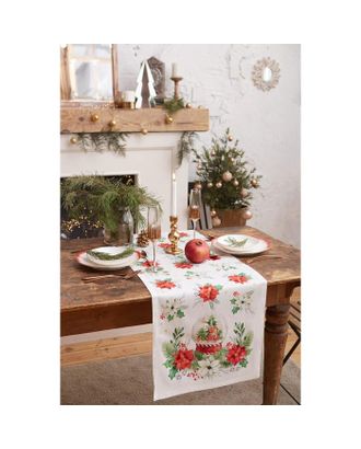Дорожка на стол "Christmas red flowers" 40*147 см, 100% хл, саржа 190гр/м2 арт. СМЛ-38738-1-СМЛ0005135203