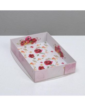 Коробка для макарун с подложками «Цветы», 17 х 12 х 3 см арт. СМЛ-92111-1-СМЛ0005139815