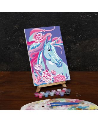 Картина по номерам на холсте с подрамником «Единорог в цветах», 30х20 см арт. СМЛ-207963-1-СМЛ0005177152