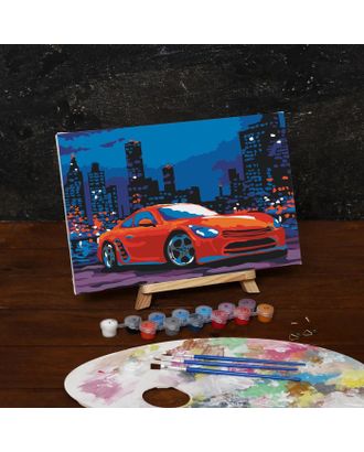 Картина по номерам на холсте с подрамником «Автомобиль в ночном городе», 30х20 см арт. СМЛ-207968-1-СМЛ0005177157