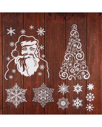 Набор наклеек "Белые снежинки" Дед Мороз, 34,3 х 35,6 см арт. СМЛ-226430-1-СМЛ0005205866
