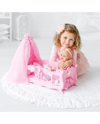 Кроватка для кукол с постельным бельем и балдахином, коллекция «Diamond princess» розовый арт. СМЛ-127603-1-СМЛ0005216844