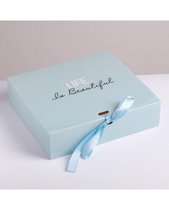 Коробка складная подарочная «Поздравляю», 31 × 24,5 × 9 см арт. СМЛ-117790-3-СМЛ0005231304