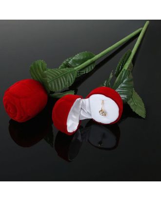 Купить Футляры из флока Футляр под кольцо "Роза" 4,5*4,5*25, цвет красно-зеленый, вставка белая арт. СМЛ-24476-1-СМЛ0523297 оптом в Беларуси