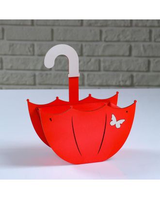 Кашпо деревянное "Зонтик с подвесом", красный, 19×9×21.5 см арт. СМЛ-127767-1-СМЛ0005241935