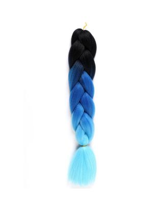 ZUMBA Канекалон трёхцветный, гофрированный, 60 см, 100 гр, цвет чёрный/синий/голубой(#CY9) арт. СМЛ-199420-1-СМЛ0005268000