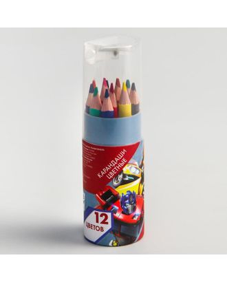 Карандаши цветные с точилкой в тубусе МИНИ, 12 цветов, Transformers арт. СМЛ-180345-1-СМЛ0005276455