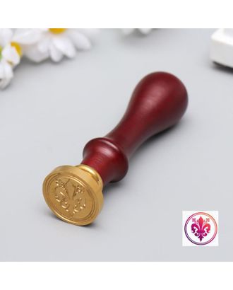 Печать для сургуча с деревянной ручкой "Геральдическая лилия с цветами" 9х2,5х2,5 см арт. СМЛ-132835-1-СМЛ0005278989