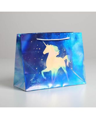 Пакет подарочный голографический Unicorn, 15 × 12 × 5,5 см арт. СМЛ-130781-2-СМЛ0005307559