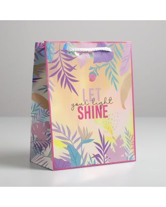 Пакет подарочный голографический  Let your light shine, 18 × 23 × 10 см арт. СМЛ-132583-1-СМЛ0005307560