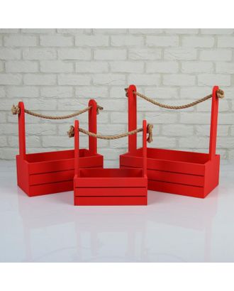 Набор кашпо деревянных 3 в 1 (30.5×18.5×35; 25.5×15×30; 20×12×23) "Аром", красный арт. СМЛ-117228-1-СМЛ0005309174