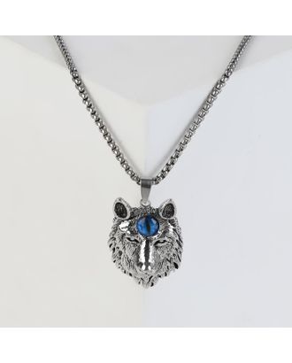Кулон "Помпеи" волк и третий глаз, цвет синий в чернёном серебре, 70 см арт. СМЛ-141589-1-СМЛ0005358122