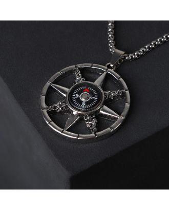 Кулон "Помпеи" компас, цвет чёрный в серебре, 70 см арт. СМЛ-141499-1-СМЛ0005358128