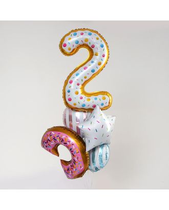 Букет из шаров "2 года, пончик.", фольга,  набор из 5 шт. арт. СМЛ-135975-1-СМЛ0005358870
