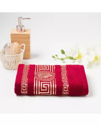Купить Текстиль для ванной Полотенце махровое жаккардовое Афина 70х140 см, бордовый, хлопок 100%, 450г/м2 арт. СМЛ-108006-2-СМЛ0005361223 оптом в Казахстане
