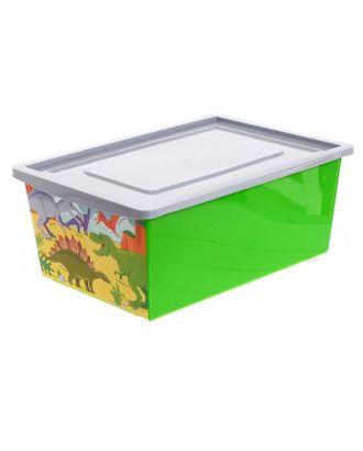 Ящик универсальный для хранения с крышкой  «Дино » , объем 30 л, цвет салатовый арт. СМЛ-123457-1-СМЛ0005364563