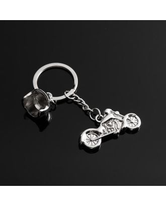 Брелок для ключей Cartage, "Байк с каской", серебро арт. СМЛ-179363-1-СМЛ0005364730