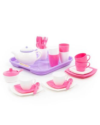 Набор детской посуды "Алиса" с подносом на 4 персоны, 35 элементов 58973 арт. СМЛ-109549-1-СМЛ0005398978