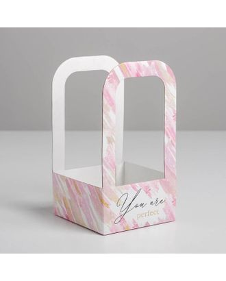 Коробка-переноска для цветов «Акварель», 12 см × 12 см × 22 см арт. СМЛ-130869-1-СМЛ0005415806
