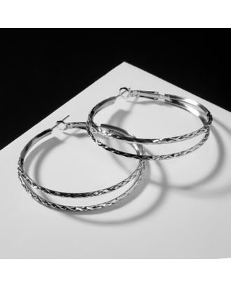 Серьги-кольца "Карма" косичка, цвет серебро, d=5 арт. СМЛ-137510-1-СМЛ0005427117
