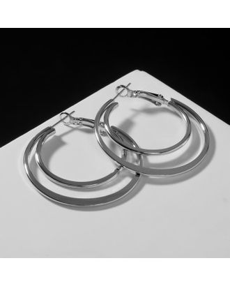 Серьги-кольца "Карма" двойной круг, цвет серебро, d=4 арт. СМЛ-137512-1-СМЛ0005427119