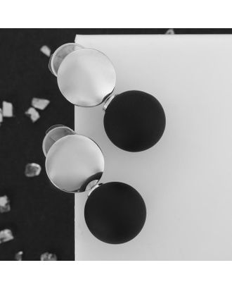 Купить Серьги ассорти "Снежок" диск, цвет чёрный в серебре арт. СМЛ-118617-1-СМЛ0005433584 оптом в Новочеркасске