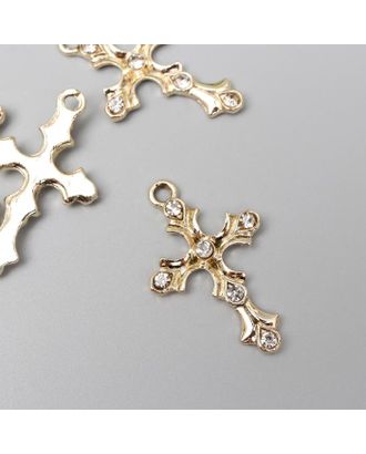 Декор для творчества металл "Крест" золото, стразы 2,5х1,7 см арт. СМЛ-154576-1-СМЛ0005479936