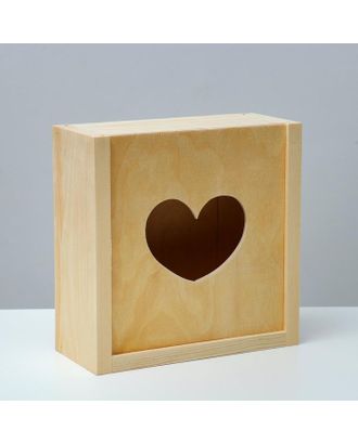 Кашпо деревянное 20×20×9 см "Шкатулка, сердце" арт. СМЛ-150280-1-СМЛ0005538654