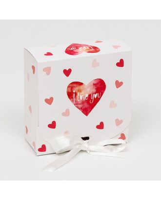 Подарочная коробка сборная с окном "I LOVE YOU", 11,5 х 11,5 х 5 см арт. СМЛ-135126-1-СМЛ0005634993