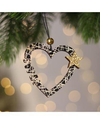 Новогодняя подвеска «Сердце со звездой» 8×18 см арт. СМЛ-210073-1-СМЛ0006249788