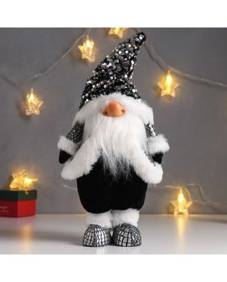 Кукла интерьерная "Дед Мороз в чёрной шубке и колпаке с пайетками" 41х11х16 см арт. СМЛ-168311-1-СМЛ0006260117
