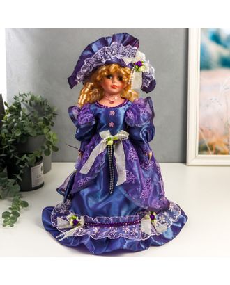 Кукла коллекционная керамика "Леди Лилия в ярко-синем платье с кружевом" 40 см арт. СМЛ-198094-1-СМЛ0006260196