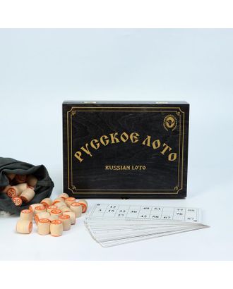 Игра Русское лото в деревянной черной шкатулке, рисунок золото   25х19х6 см арт. СМЛ-148462-1-СМЛ0006300981