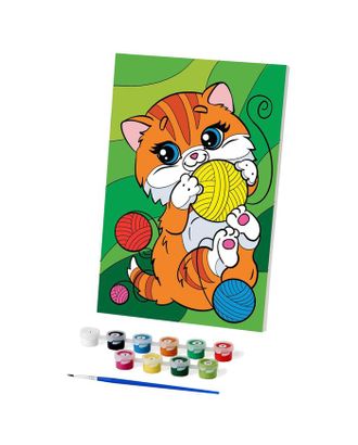 Картина по номерам «Котик с клубочками» 20х30 см арт. СМЛ-208936-1-СМЛ0006491550