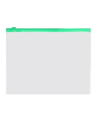 Папка-конверт на ZIP-молнии A5 150 мкм, Calligrata, прозрачная, зелёная молния арт. СМЛ-202461-1-СМЛ0006578060