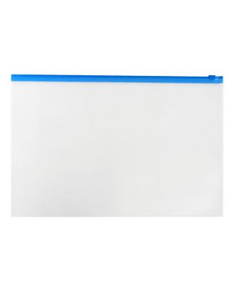 Папка-конверт на ZIP-молнии A4 150 мкм, Calligrata, прозрачная, синяя молния арт. СМЛ-202453-1-СМЛ0006578064