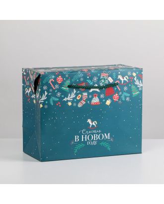 Пакет-коробка «Счастья в Новом году», 23 × 18 × 11 см арт. СМЛ-163951-1-СМЛ0006582845