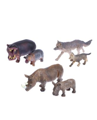Набор диких животных "Дети и родители", 6 фигурок арт. СМЛ-162487-1-СМЛ0006625746