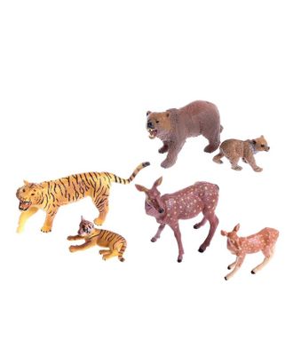 Набор диких животных "Дети и родители", 6 фигурок арт. СМЛ-162489-1-СМЛ0006625748