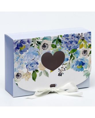 Подарочная коробка сборная с окном "Лиловые цветы",  16,5 х 11, 5 х 5 см арт. СМЛ-144196-1-СМЛ0006769814