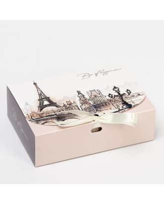Подарочная коробка сборная без окна "Париж",  16,5 х 11, 5 х 5 см арт. СМЛ-148306-1-СМЛ0006769815