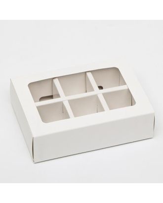 Коробка под 6 конфет с окном, белая, 13,7 х 9,85 х 3,85 см арт. СМЛ-148313-1-СМЛ0006848650
