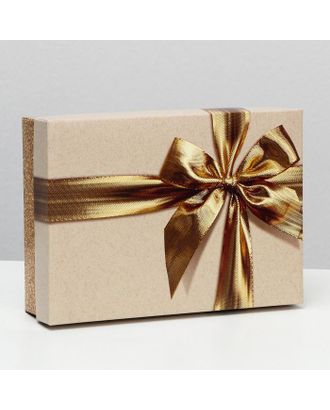 Коробка подарочная «Бант», золотая, 21 х 15 х 5 см арт. СМЛ-151860-1-СМЛ0006895514