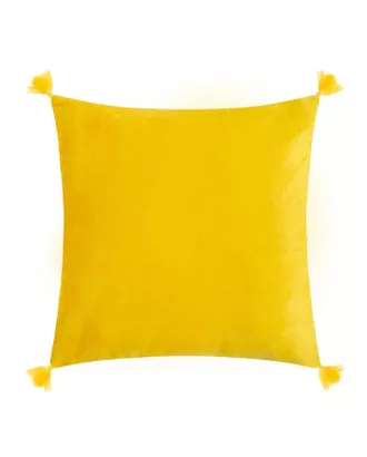Купить Наволочки из гобелена Чехол на подушку с кисточками Этель цвет желтый, 45х45 см, 100% п/э, велюр арт. СМЛ-168376-1-СМЛ0006906464 оптом в Казахстане