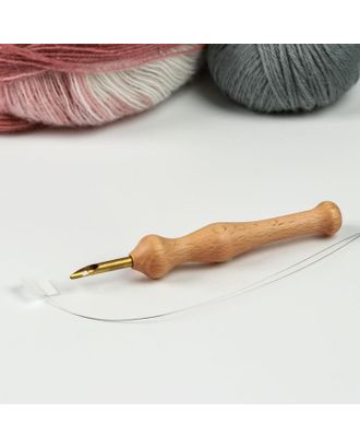 Игла для вышивания по ковровой технике d5мм с нитевдевателем дерево/металл золотой АУ арт. СМЛ-161944-1-СМЛ0006909112