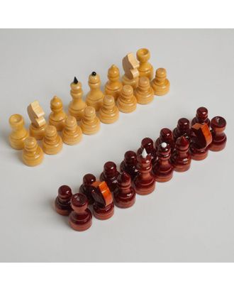 Фигуры шахматные обиходные, дерево, h=3.5-6.7 см, d=2.2-2,5 см арт. СМЛ-155852-1-СМЛ0006910809