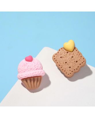Серьги пластик "Вкусности" печенька с мороженым, цвет бежево-розовый арт. СМЛ-165076-1-СМЛ0006912990