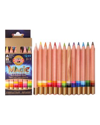 Карандаши многоцветные Koh-i-Noor jumbo MAGIC 3404, 12 штук, с ластиком и точилкой, в картонной упаковке, с европодвесом арт. СМЛ-189195-1-СМЛ0006915778