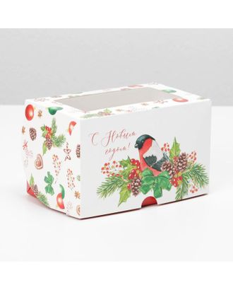 Коробка для капкейков «Снежный подарок» 10 х 16 х 10см арт. СМЛ-159649-1-СМЛ0006916843