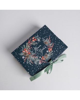 Складная коробка подарочная «Новогодняя ботаника», 20 × 18 × 5 см арт. СМЛ-163780-3-СМЛ0006919080